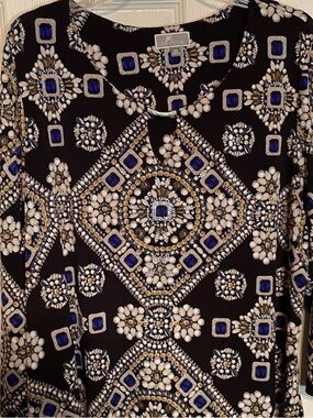 NY Collection Black Sequin 2X Top